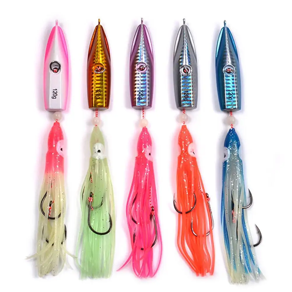 

1PCS 80g-200g Luminous Fishing Lure Metal Jig Coast Jigging Lures With Bkk Squid Hooks Marlin Hard Bait Wholesale Dropshipping