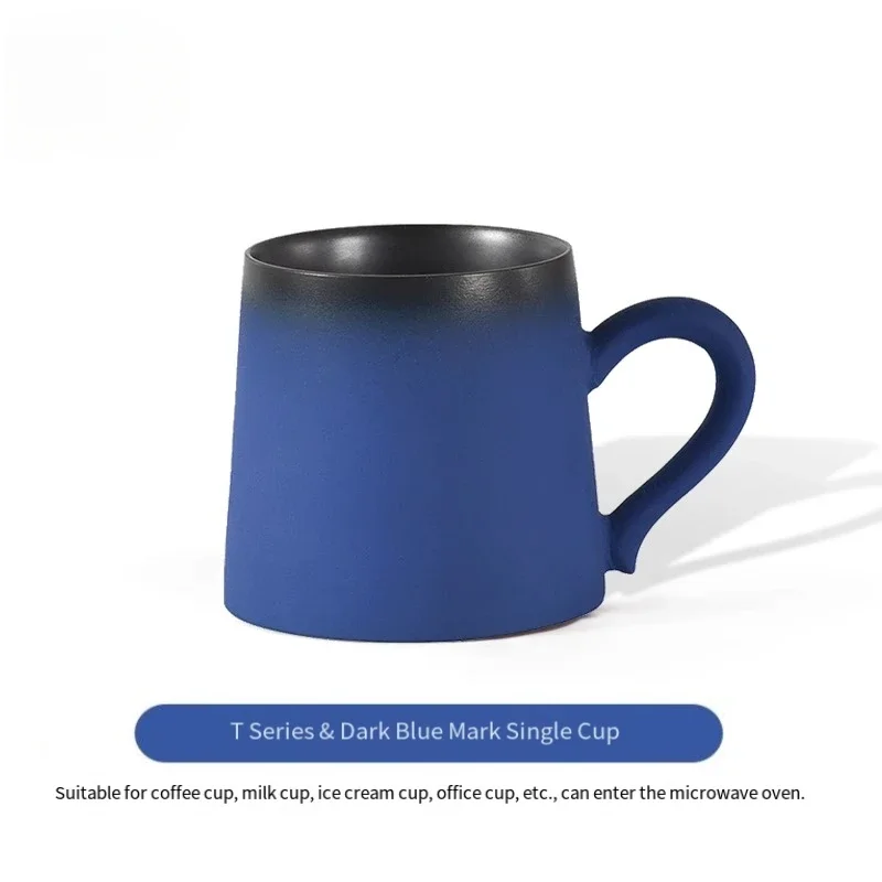 Dark blue cup for boyfriend, ceramic water cup, mug for boys' office, mug for hanging ears, coffee cup.