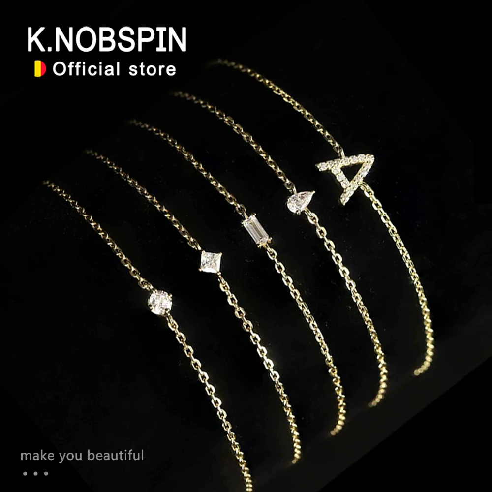 

KNOBSPIN GRA Certified D VVS1 Moissanite Bracelets for Women 14-20cm Dainty Matching s925 Sterling Silver Plated 18k Bracelet