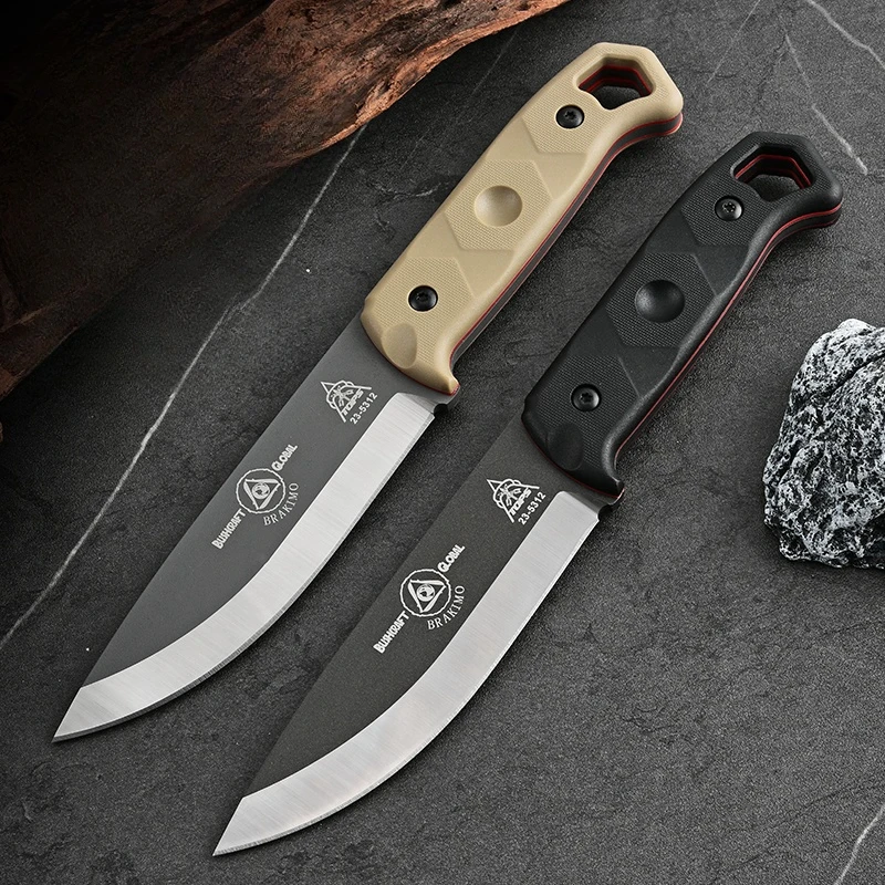 Camping knife Portable Straight Blade D2 Steel Wilderness Adventure Knife High hardness knife with sheath