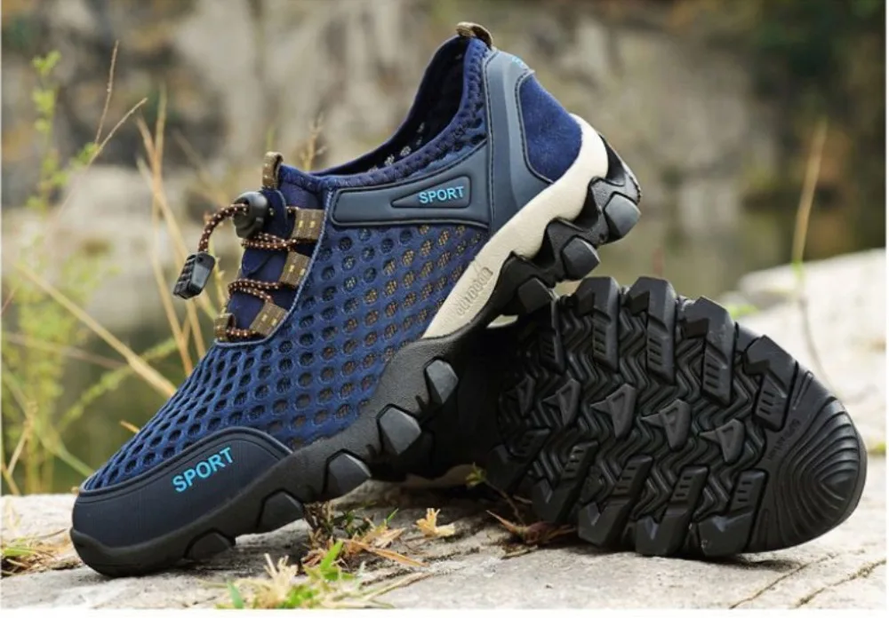 Zapatillas de deporte informales para hombre, zapatos de senderismo con plataforma de malla transpirable, ligeros e impermeables, para caminar al aire libre, novedad de primavera, 2024