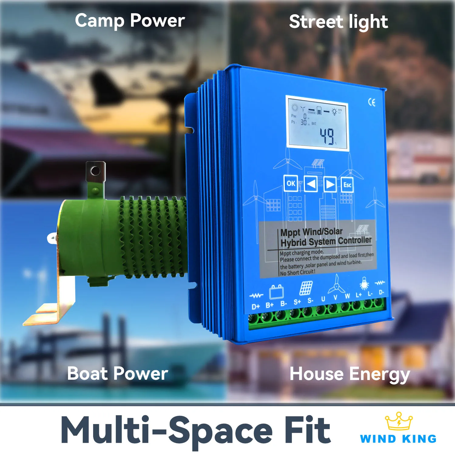 Imagem -05 - Controlador de Carga Mppt para Uso Doméstico Sistema Híbrido Solar e Eólico Regulador Automático Turbina Eólica Eletrodomésticos 5000w 12v 24v 48v