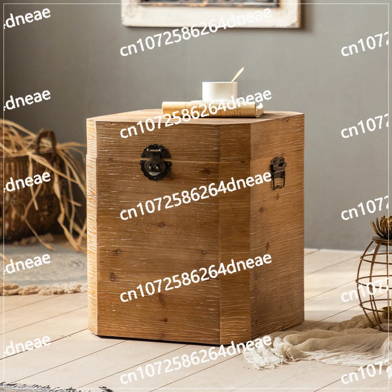 

Solid wood sofa square edge few small coffee table old multi-functional storage storage box bedside table