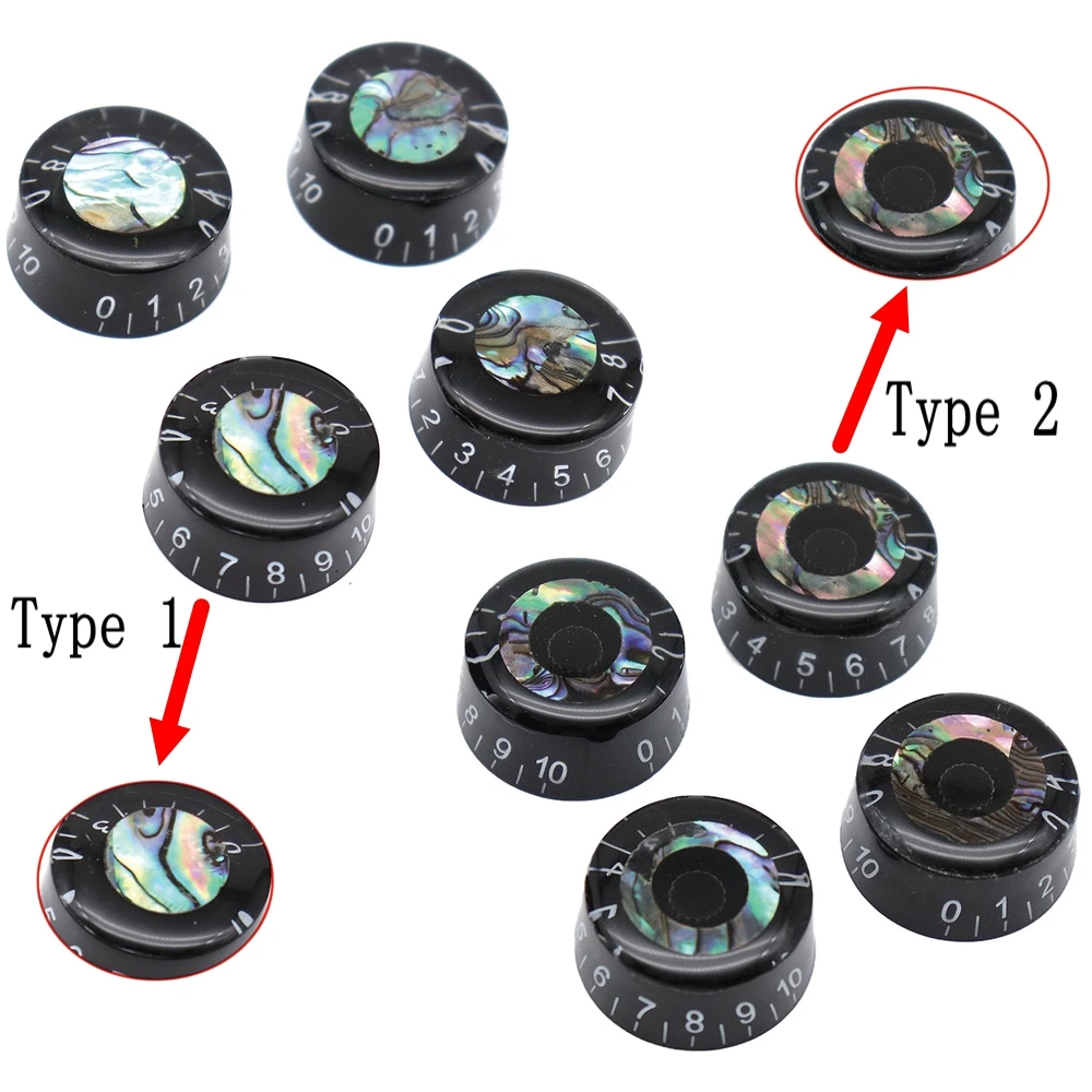 4pcs Abalone Circle Electric Guitar Top Hat Knobs Speed Volume Tone Control Knobs for LP Style Electric Guitar Parts Replacement