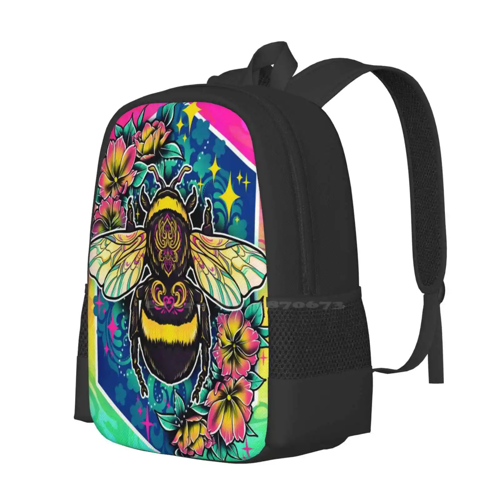 Backpack For Student School Laptop Travel Bag Digital Drawing Vector Illustrator Photoshop Neon Bright Colorful Rainbow Cute