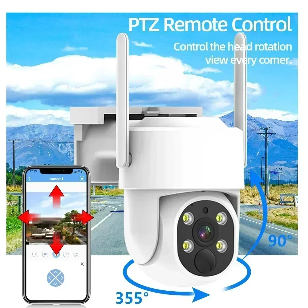 10CH 5MP NVR menor consumo Panel Solar batería seguimiento sistema de vigilancia inalámbrico 4MP PTZ cámara de seguridad Kit de vigilancia