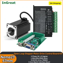 2PH 57 Open Loop Stepper Motor Drive Kit with USB Control Board Nema23 Motor Drive Kit 1.2-3NM for CNC Router Textiles Machines