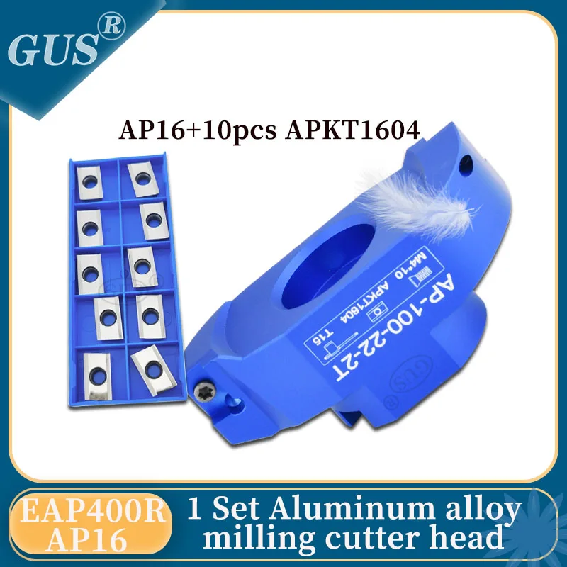 1 set  AP16 2T EAP400R aluminum alloy Face mill cutter cnc tool 22 27 32 mm inner hole 4T 6T 7T 8T + 10 pcs APKT1604 blades