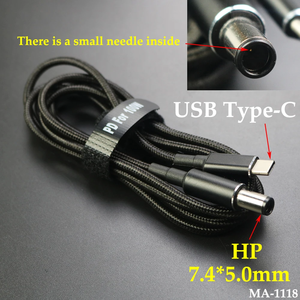 

For Hp Pavilion DV3/4/5/6 Laptop Adapter USB C to DC7.4x5.0mm Cable USB Type C Power Charger Plug Cable Connector Converter