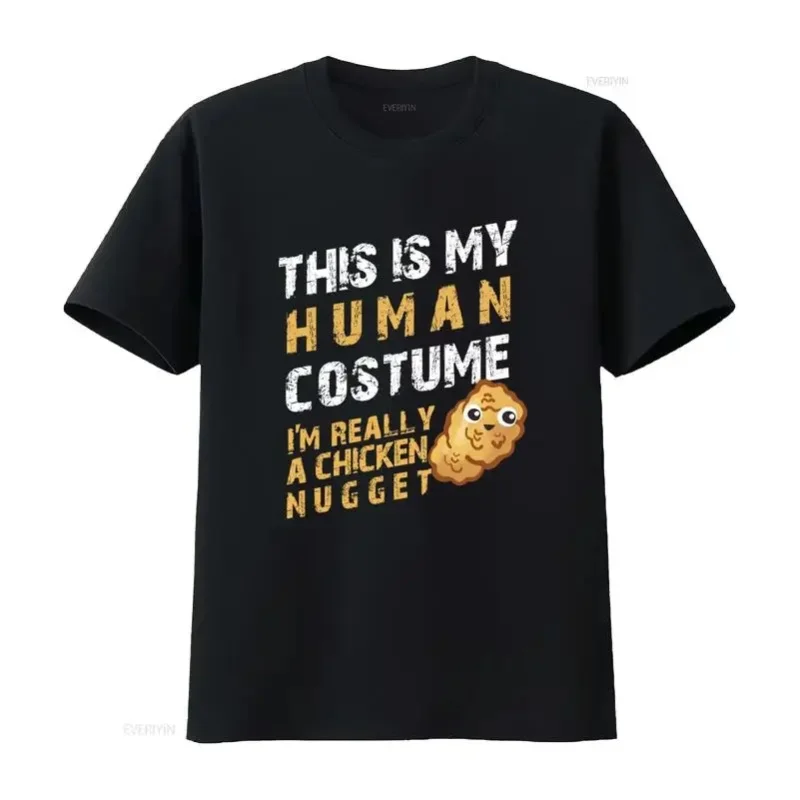Das ist mein menschliches Kostüm, ich bin wirklich ein Chicken Nugget. Lässiges Halloween-T-Shirt mit langen oder kurzen Ärmeln, Vintage-Waschung, bequem.