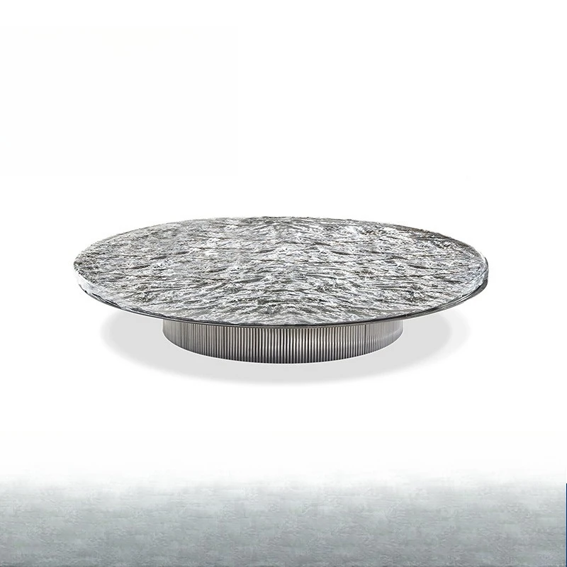 INS Nordic Modern Dining Table Creative Designer Home Art Water Ripple Glass Resin Round Coffee Table