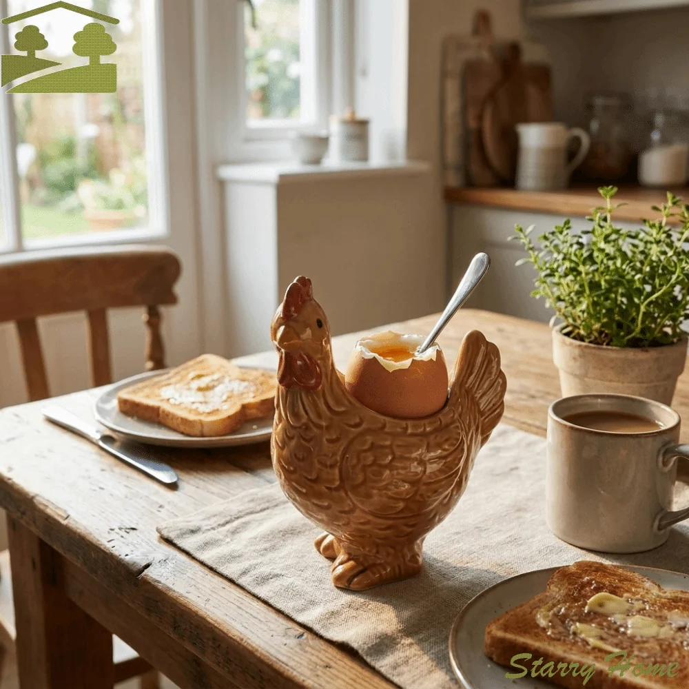 Cute Chicken Shape Ceramic Egg Cup Cartoon Decorative 3D Chick Egg Cup Smooth Surface Chicken Egg Holder Breakfast Table