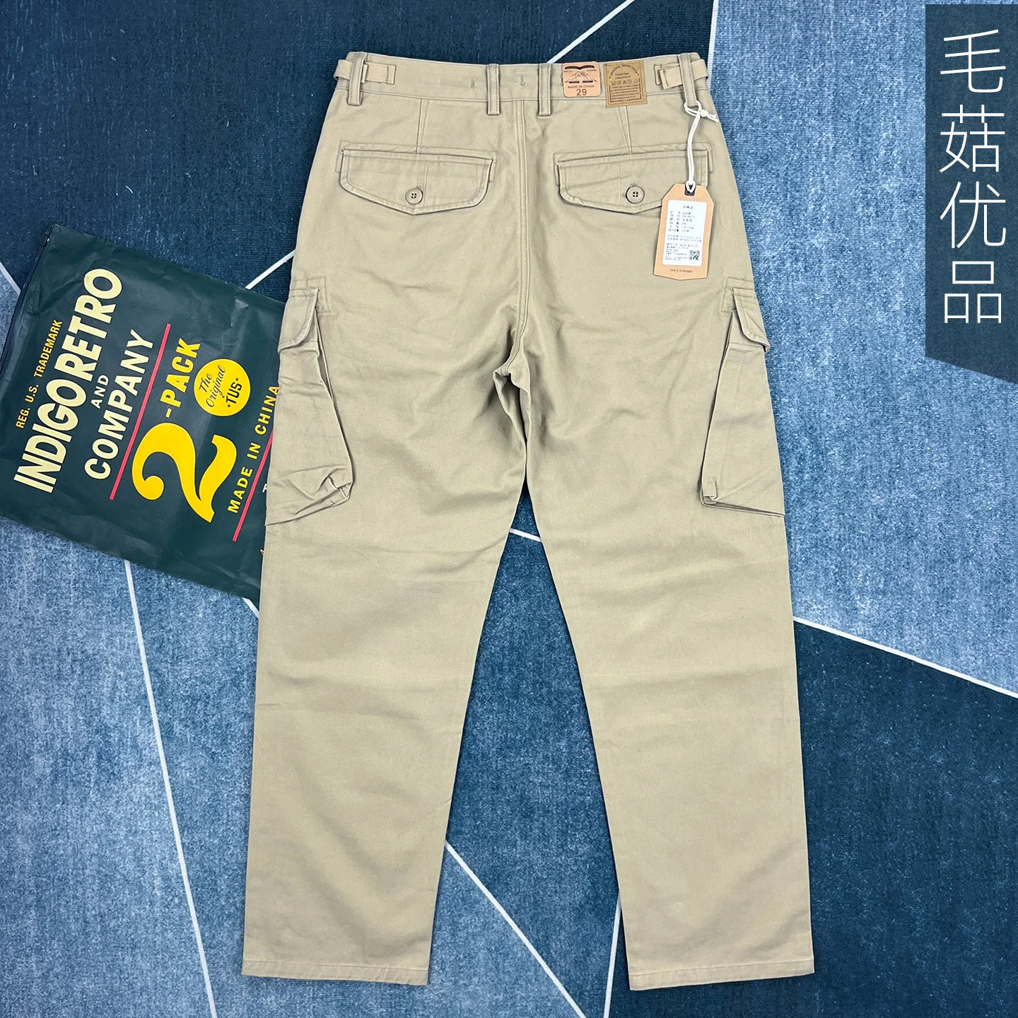 

Men's Heavyweight 100% Cotton American Work Pants - Khaki Multi-Pocket Slim Straight-Leg Casual Cargo Trousers for Autumn