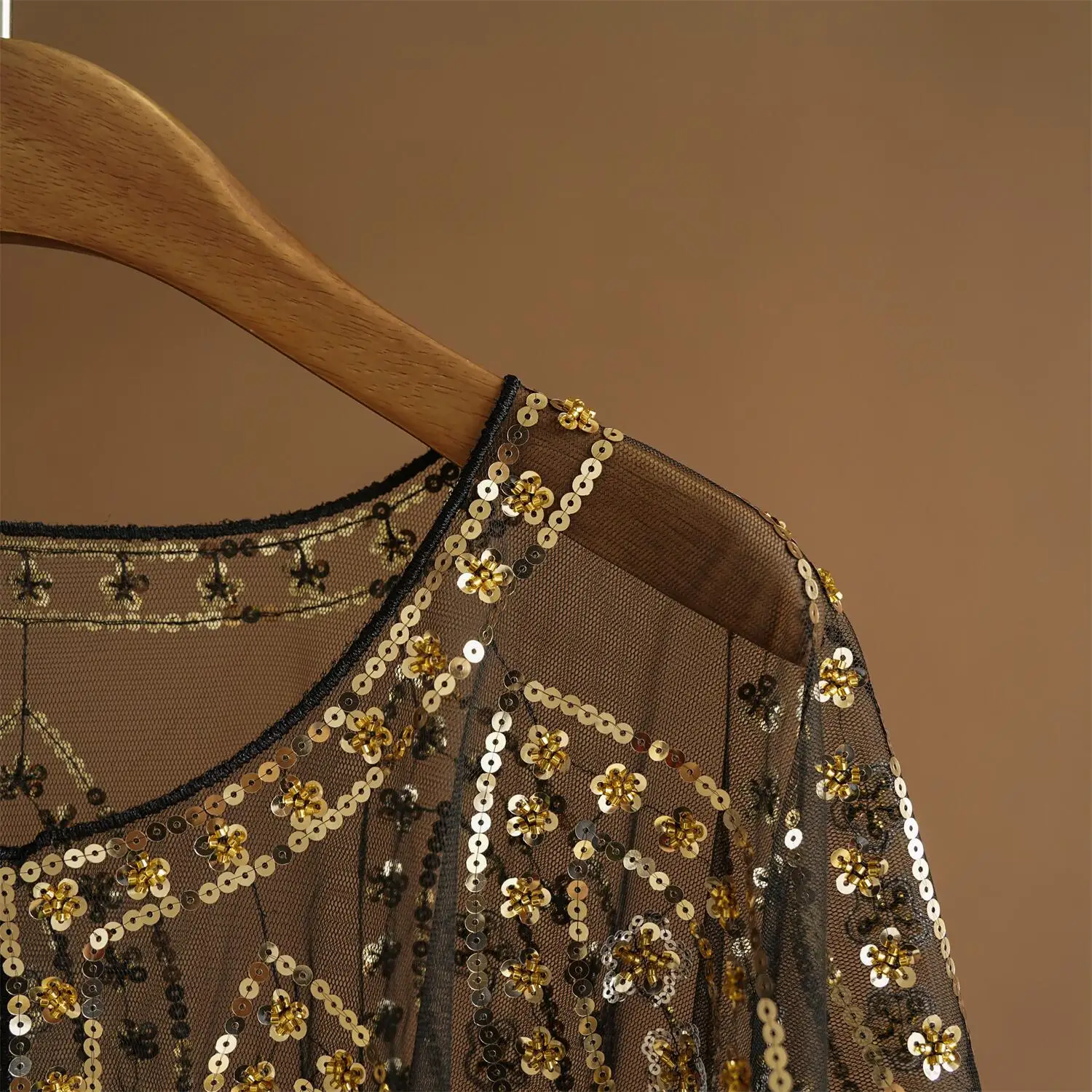 1920er Jahre Pailletten-Verzierter Flapper-Schal Elegante Wickelkleider Atmungsaktiver Kurzer Umhang Vintage Abendcape Braut-Schal – Detail 5