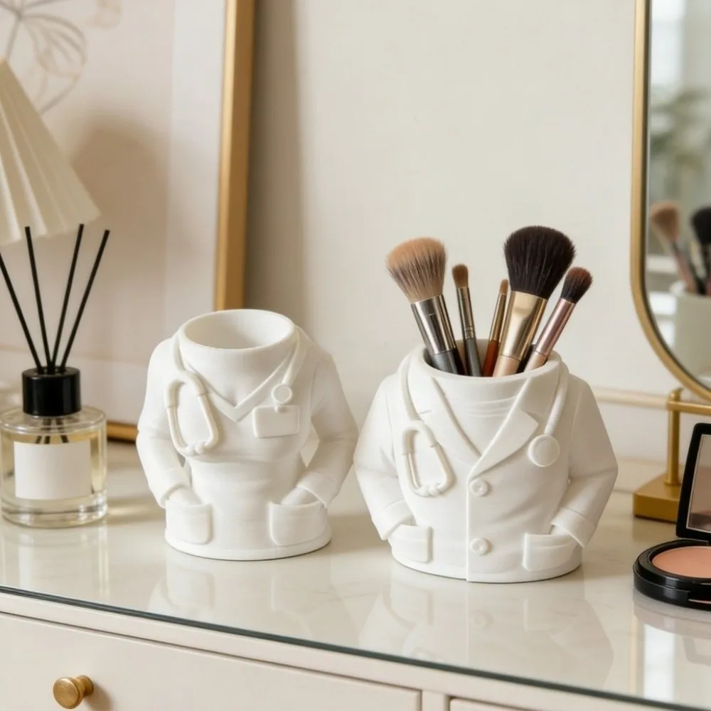 Creative Doctor and Nurse Figure Pen Holder Multifunctional Chic White Coat-Shaped Pen Holder 3D Printing Durable