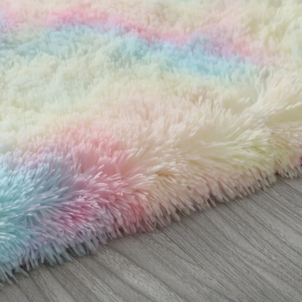 60cm Rainbow Round Fl Uffy Carpet For Living Room Plush Rug For Bedroom Colorful Girl Rug Playroom Cute Room Decor