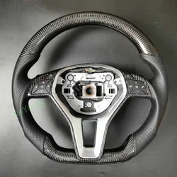 For Mercedes-Benz W204 W212 W218 GLK207 C63 A45 A172 E280 100% Real Carbon Fiber Car Steering Wheel With Leather
