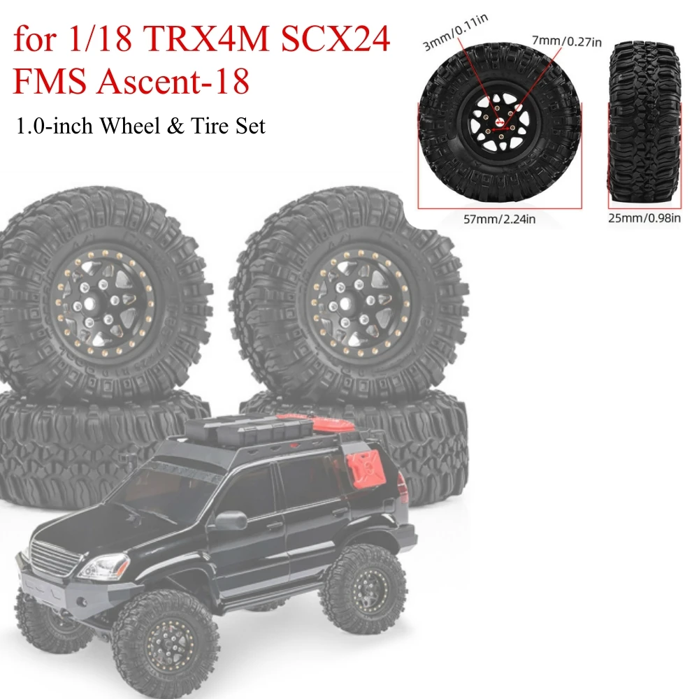 

Brass Wheel D400 for 1/18 TRX4M SCX24 FMS Ascent-18 1.0-inch Wheel & Tire Set RC Car Accessories