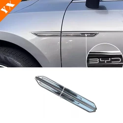 For BYD Destroyer 05 Accessories 2022-2024 Stainless Leaf Plate Car Fender Cover Car Windshield Spoiler Trim Exterior Moulding