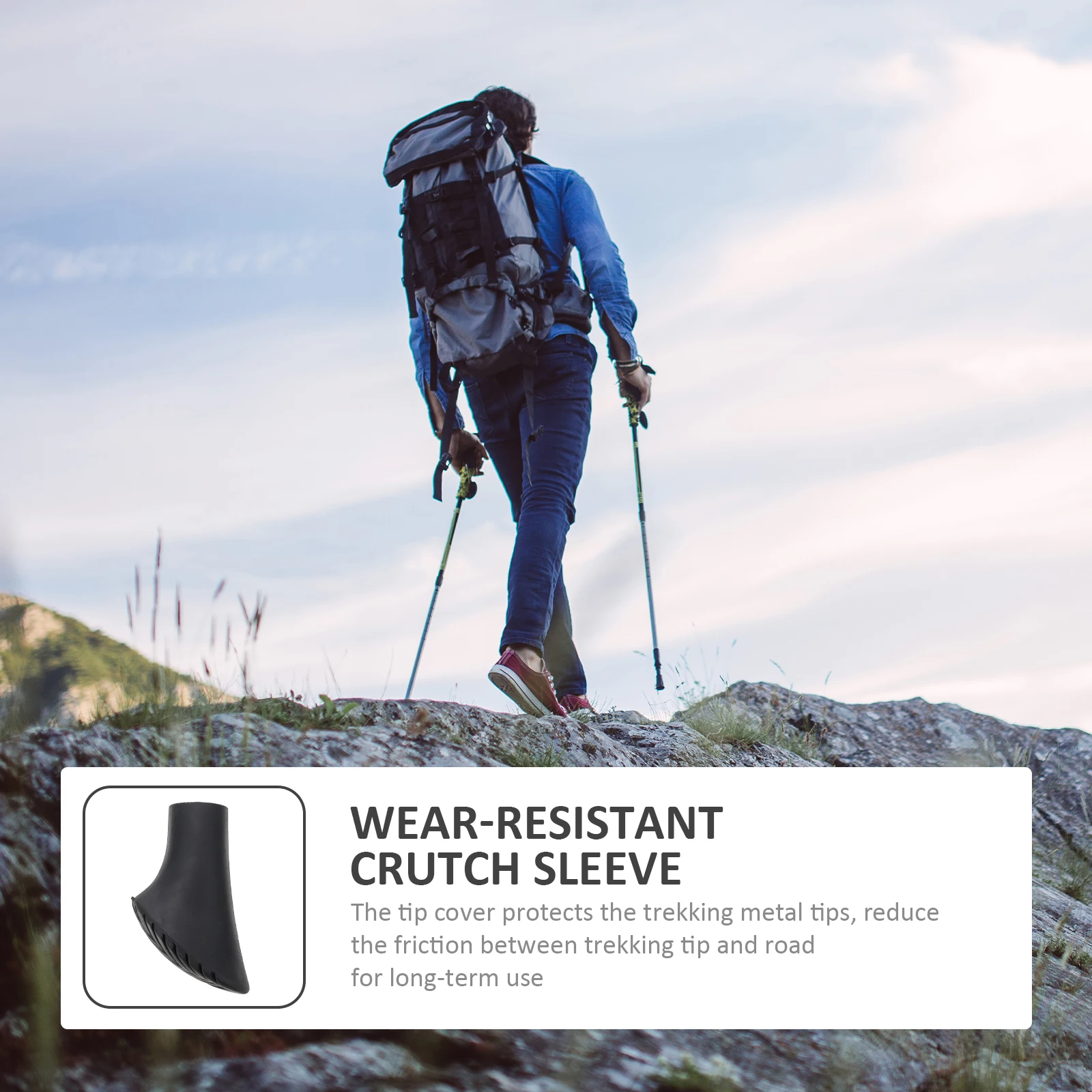 

8pcs Wear-Resistant Alpenstock Tips Replaceable Silicone Crutch Tip Covers Trekking Stick Tips For Hiking Walking Hand