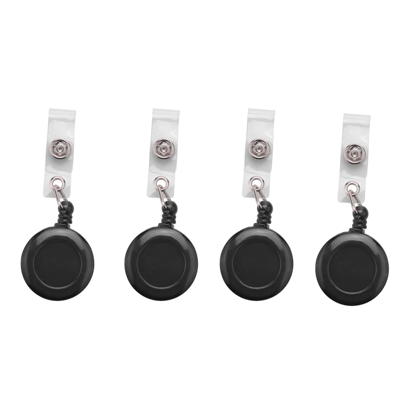 4X Recoil Retractable Yo Yo Key Ring PULL CHAIN Belt Clip ID CARD Holder Ski Pass - Black