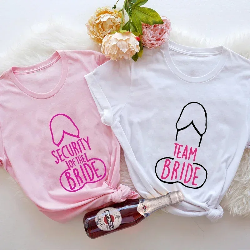 

Bachelorette Party Tshirt Security of The Bride Squad T-shirt Team Bride Tee Shirt Friend Single Farewell Bachelor Hen Party Top