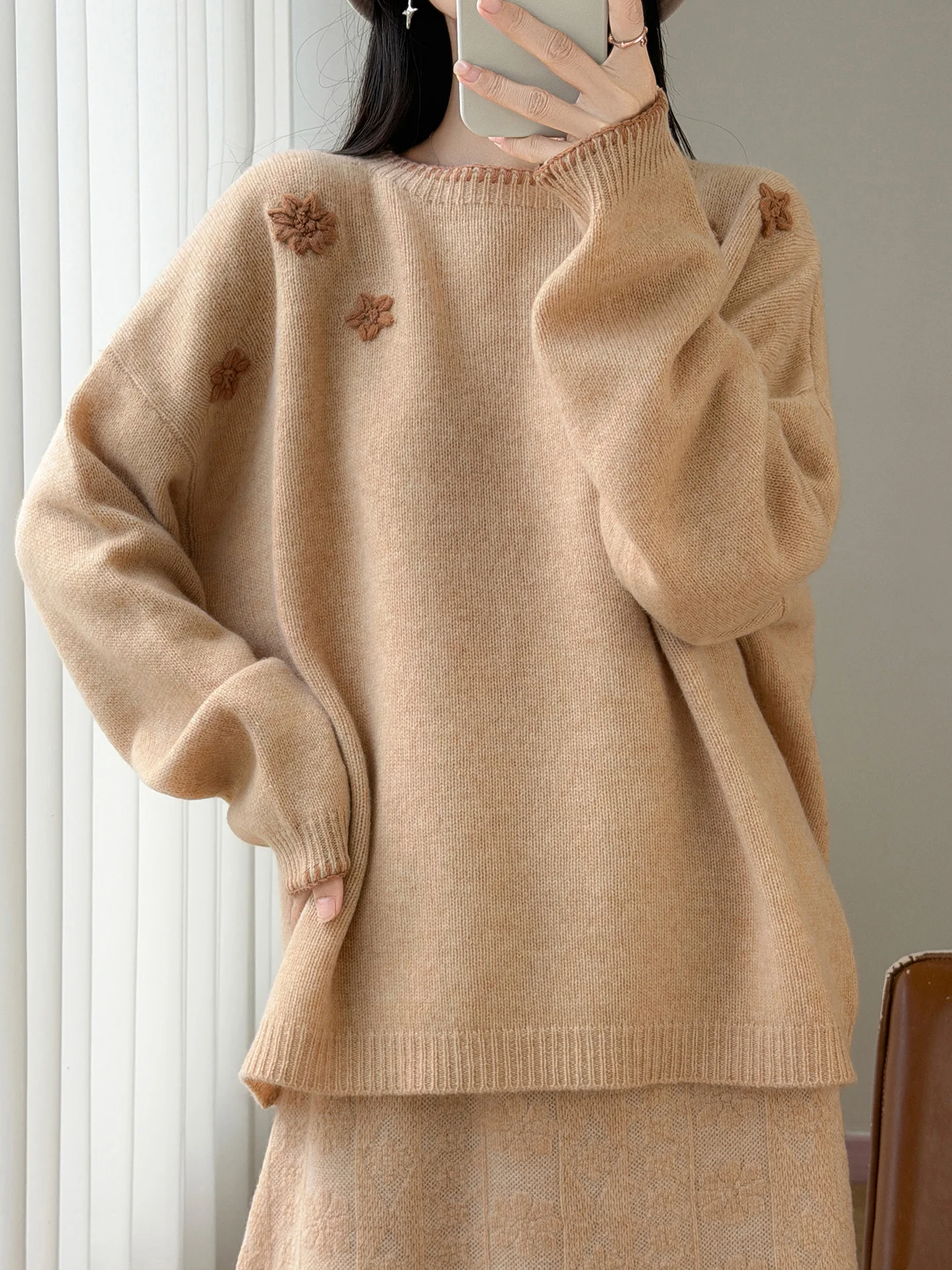 High Quality 100% Merino Wool Women's Sweater Autumn Winter Soft Knitwear Oversized Lady Pullover Long Sleeve Blouse Clothes Top