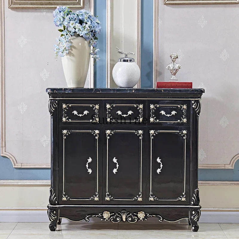 

American marble light luxury household solid wood foyer entrance cabinet FT