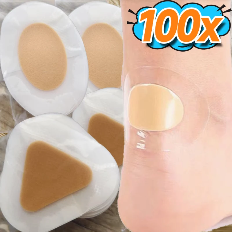 

10/100 шт. гелевые защитные пластыри для пяток, облегчение боли, клейкие блистерные подушечки, гидроколлоидная обувь, наклейка, корректор бурсита, подушка