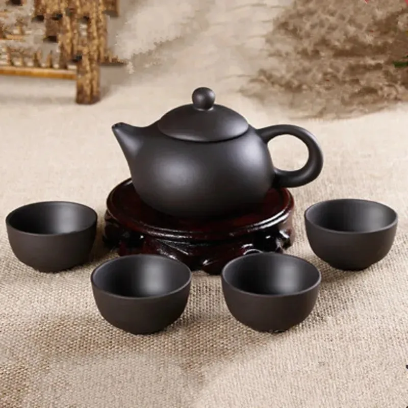 5pcs Kung Fu Tea Set [1 Teapot + 4 Cups Set] 150ml Chinese Xi Shi Porcelain Sets Ceramic Yixing Purple Clay Kettle