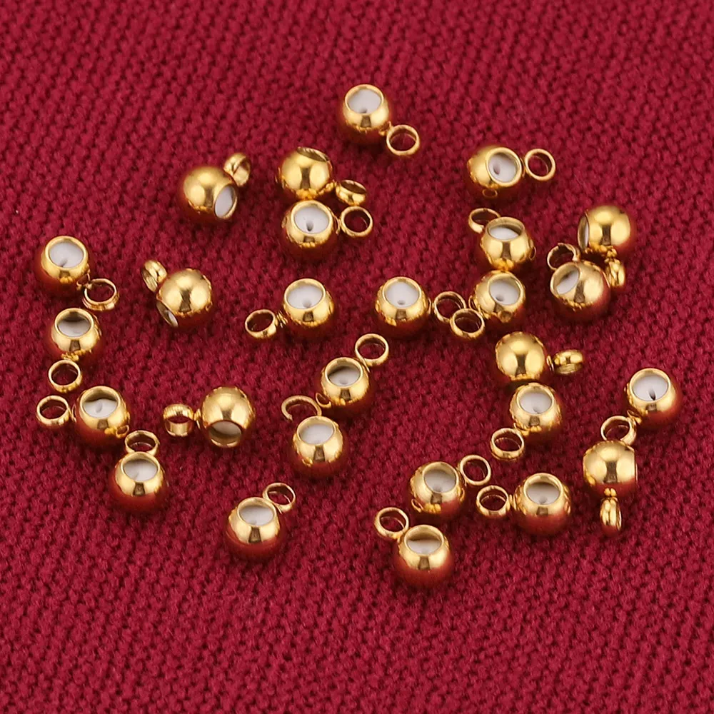 20 pezzi di perline con tappo in acciaio inossidabile per orecchini collana braccialetto creazione di gioielli fai da te oro Bail Bead Hanger Rings