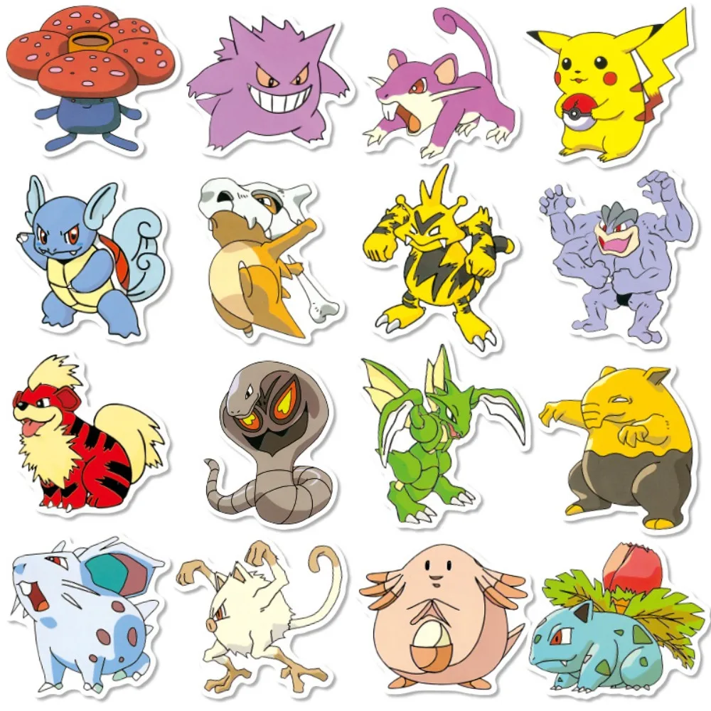 100 pçs pokemon graffiti adesivos pikachu charizard eevee genger desenhos animados decalques decoração diy crianças clássicos brinquedo