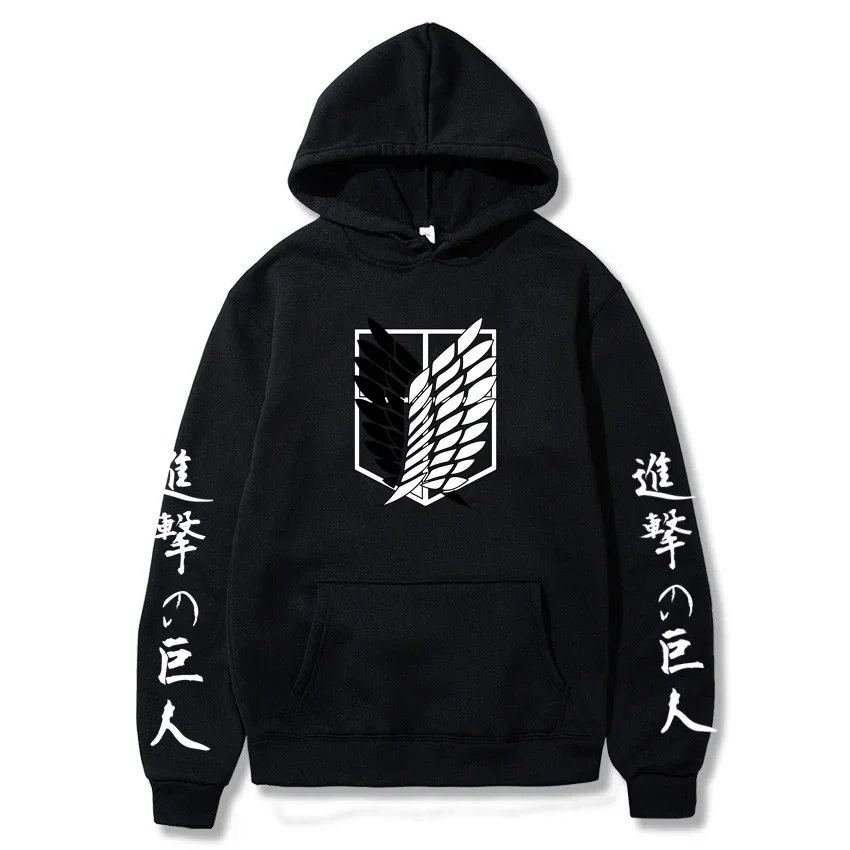 Men Hoodies Sweatshirts Japanese Anime Shingeki No Kyojin Graphic Hoodies Men Pullover Hooded Sweatshirt Unisex