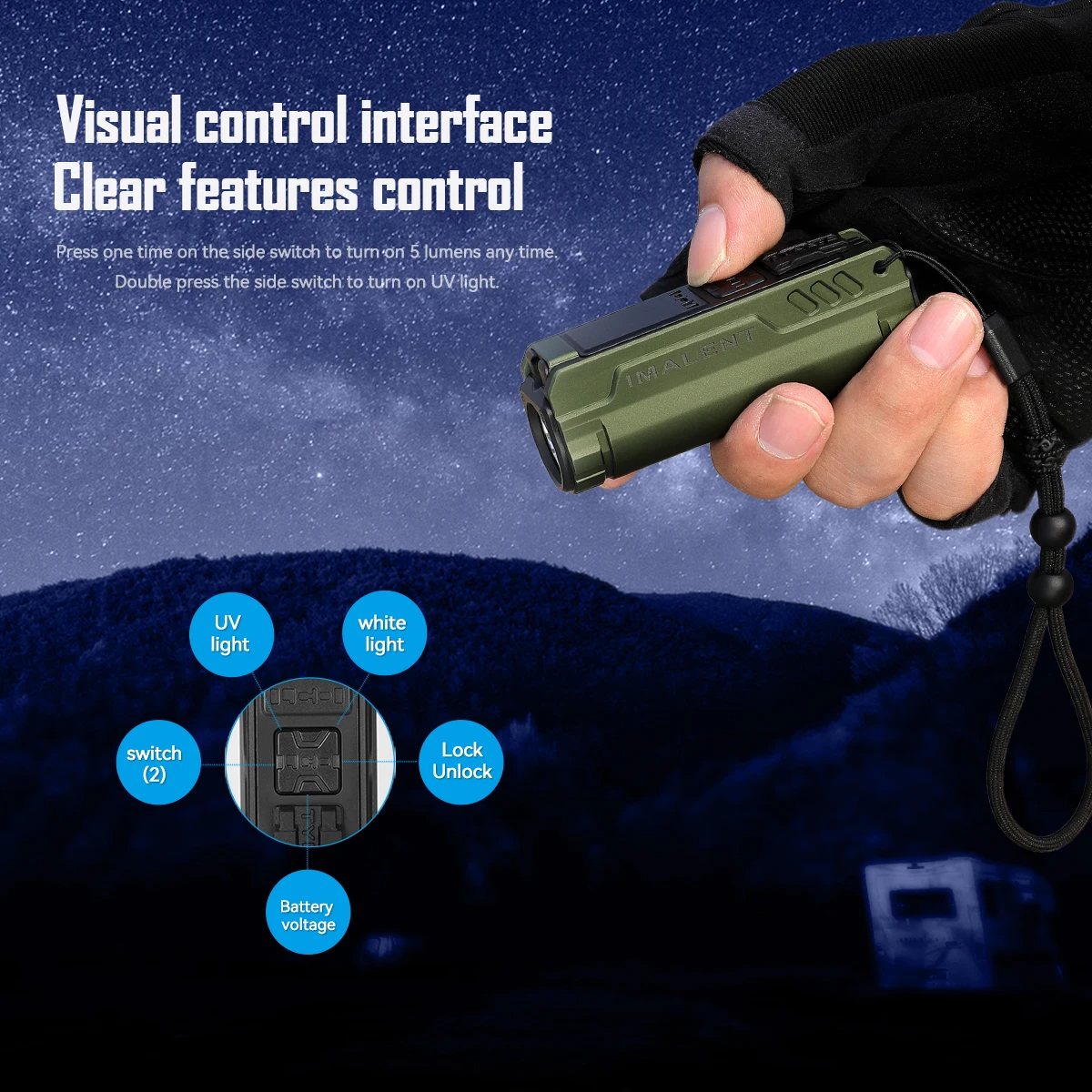 IMALENT BL50 EDC Flashlight 3600 Lumens Cree XHP50 HI LED Type-C Rechargeable Dual Light Source for Camping and Work Lights.