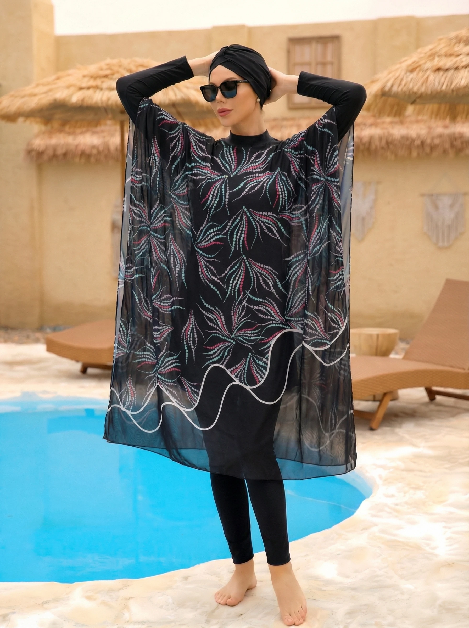 

Женское пляжное платье-парео с цветочным принтом, защита от УФ-излучения, 1 шт.