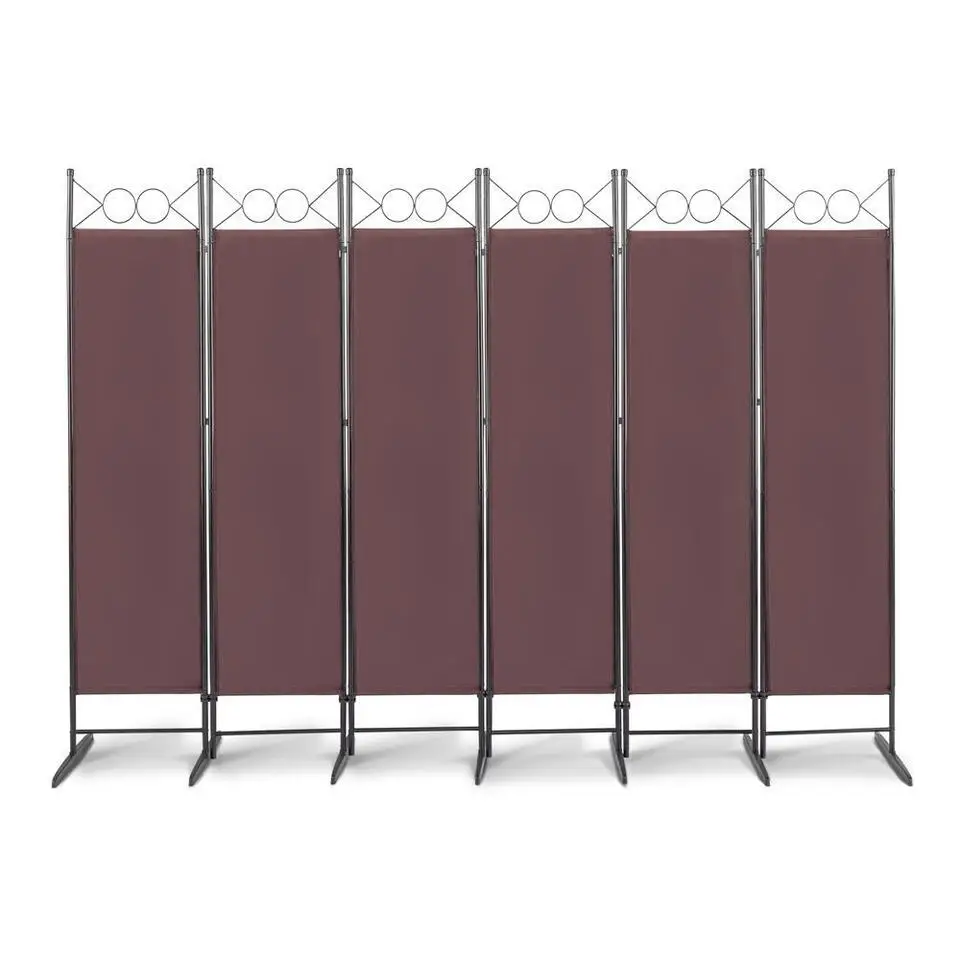 Room Divider 6 Panel Folding Privacy Screens 6Ft Office Walls Divider Brown