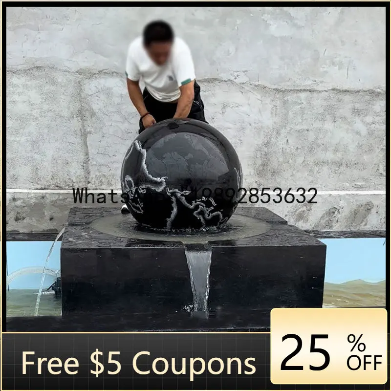 

Z4 Outdoor Flowing Water Feng Shui Round Ball Courtyard Garden Villa Pool Landscape Rolling Modern Water Bowl