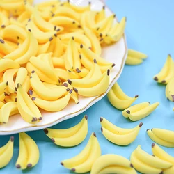 100pcs 3D Mini Resin Simulation Banana Charms DIY Children's Miniature Fruit Models for Craft Making Kitchen Toys For Dollhouse