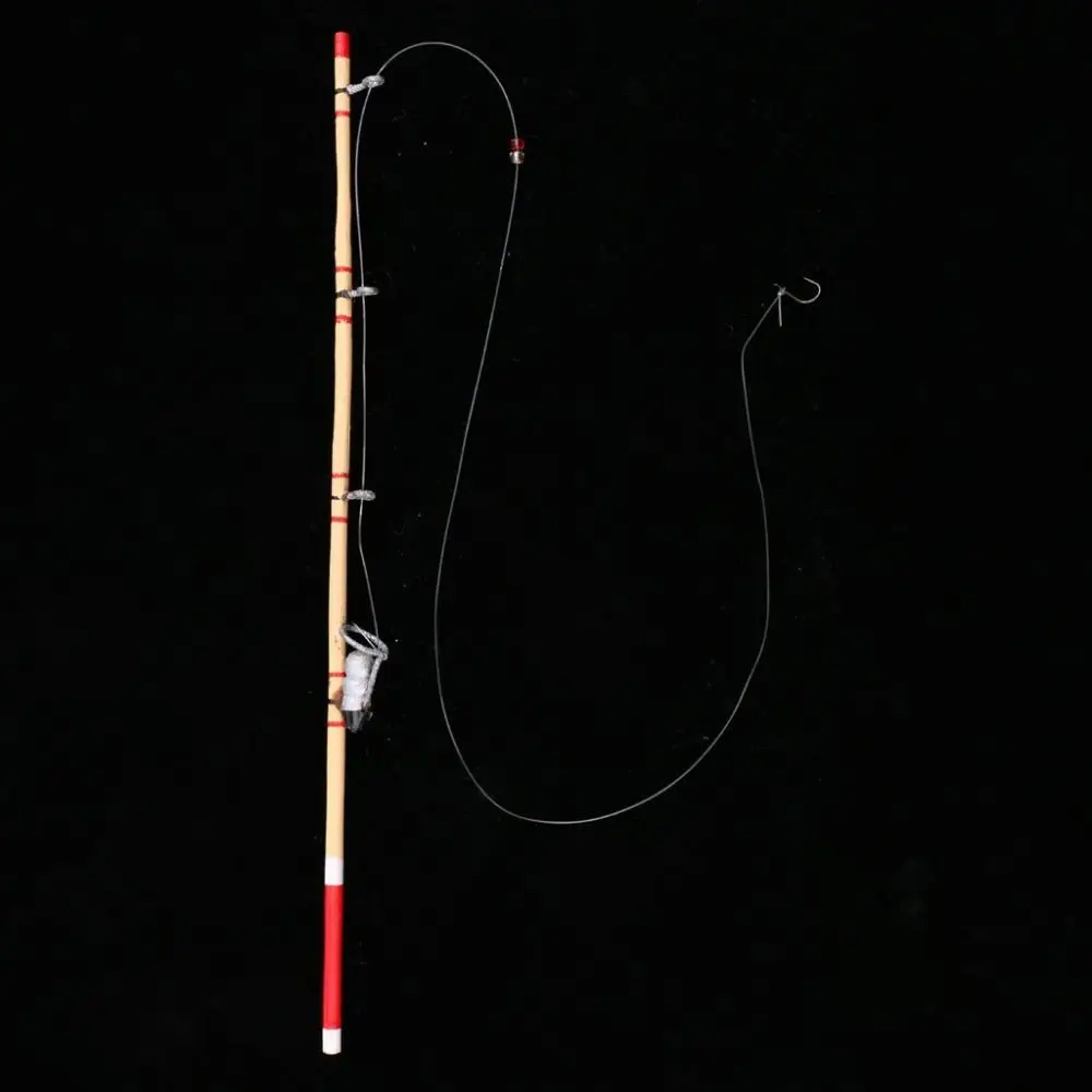 2024 17.5cm Miniature Fishing Tool Decorative Fish Pole Model Life Scene Toy