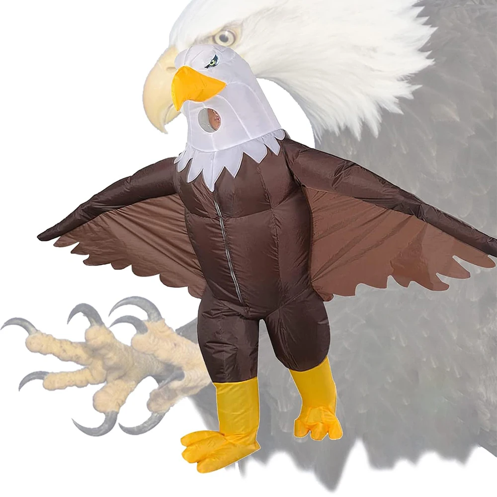 2026 Halloween Adult Inflatable Bald Eagle Costume Air Blow Up Suit for Independence Day Party