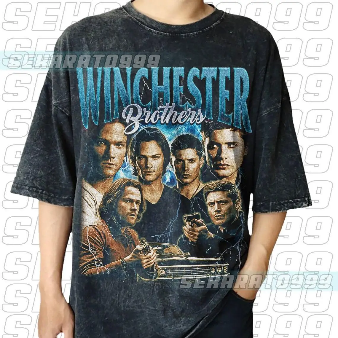 Vintage wash Winchester Brothers Vintage 90s Bootleg Classic Graphic Tshirt  Dean Winchester Retro Bootleg Rap Shirt WB02