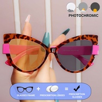 Fashionable Color-blocked Cat's Eye Photochromic Prescription Glasses Customized Anti-Blue Light Lens Lady and Gentleman