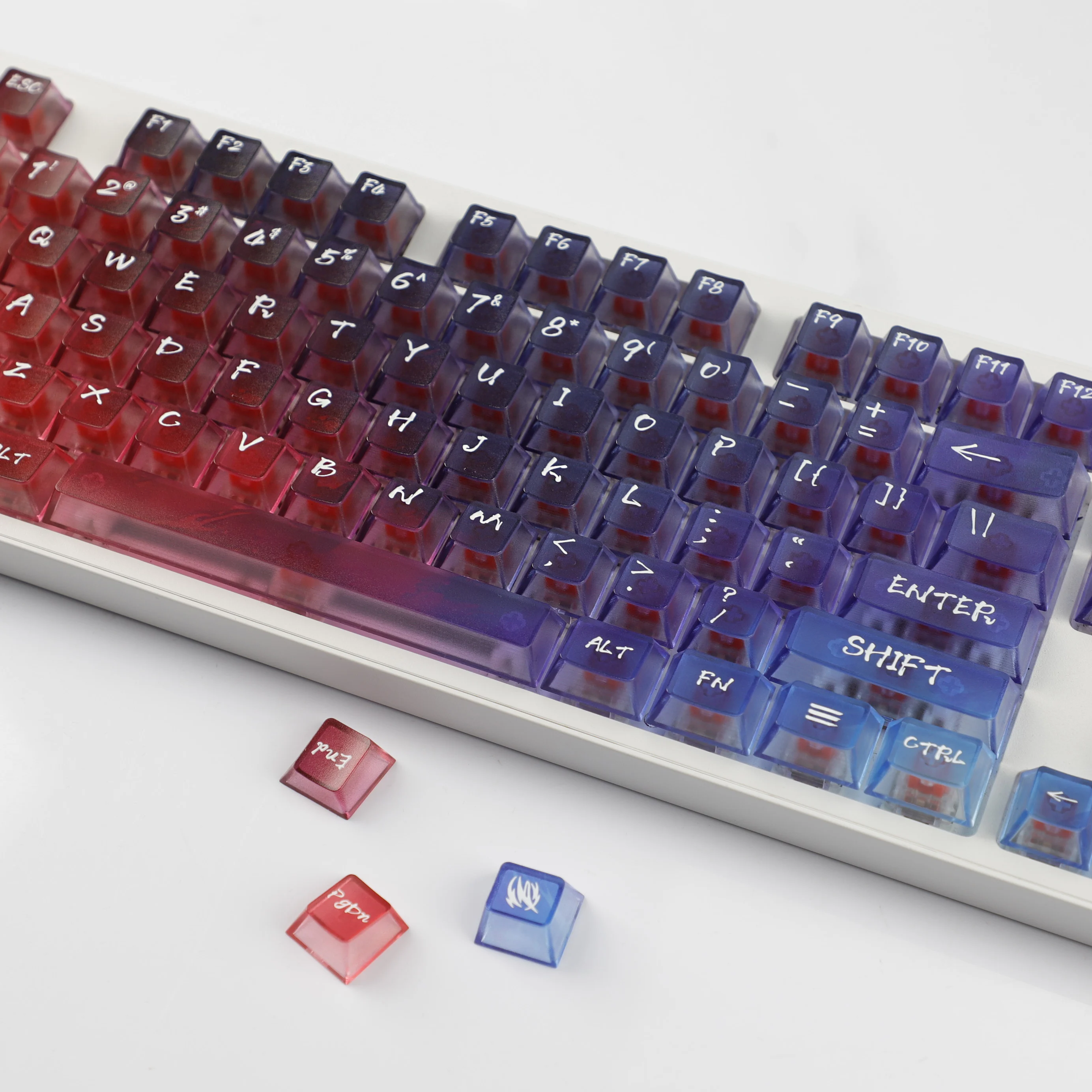 YMDK 119 Keys Magic Mist Neon Keycap PC Shine Through Cherry Profile Keycaps for 61/64/87/104/108 MX Mechanical Keyboard