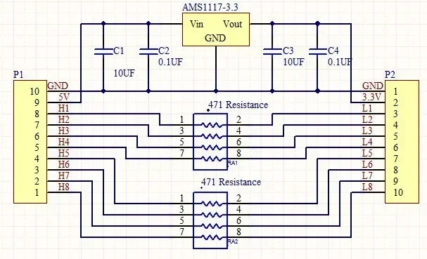 5 шт. TB361 8-канальный преобразователь логического уровня IIC I2C, двунаправленный модуль DC-DC от 5 В до 3,3 В Setp-dowm Buck, плата AMS1117 для Arduino