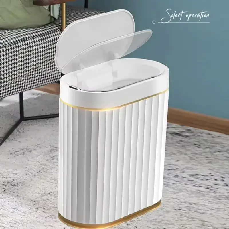 5/7L Smart Sensor Trash Can For Kitchen Garbage Tin For Bathroom Light Luxury Electric Family Living Room Cracks Garbage Can
