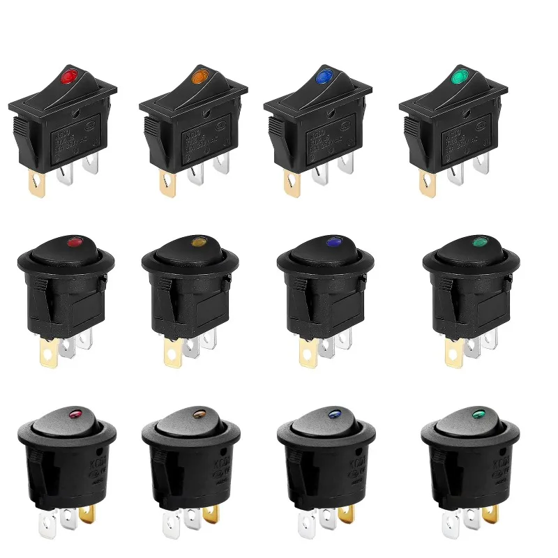10Pcs Rocker Switch Switch for Automotive Car,KCD1/6A, KCD3/16A,KCD4/16A,Lighting Up LED 12v/220v(optional)