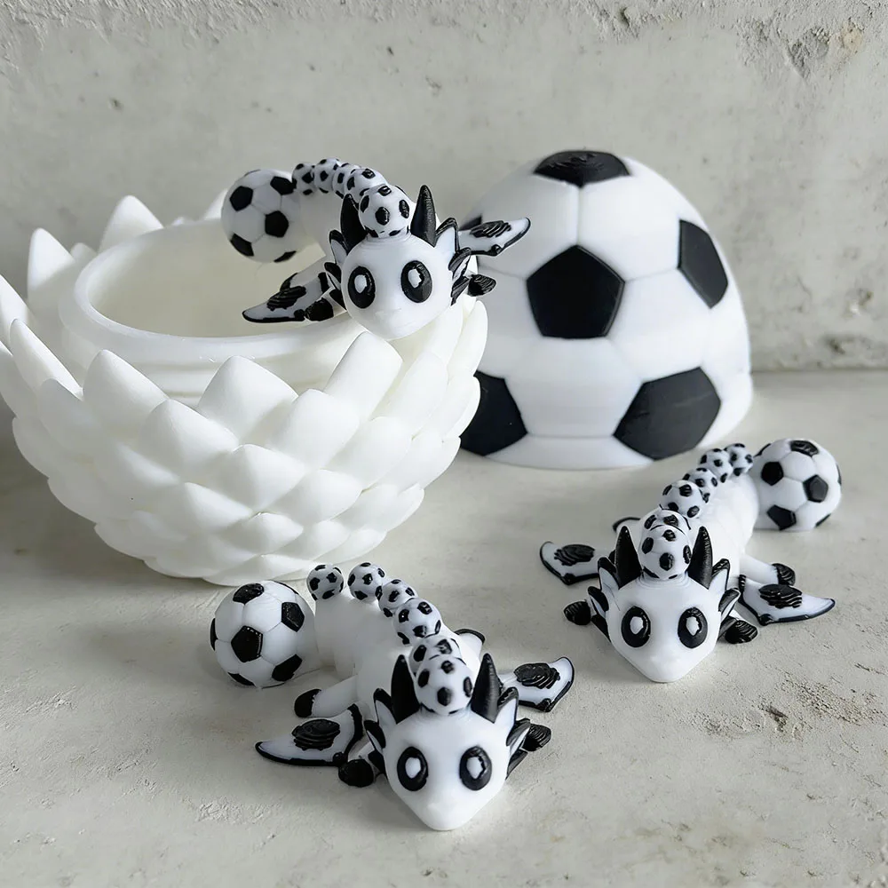 

3d Printed Cute And Adorable Football Dragon + Dragon Egg Model Plastic Desk Decoration Sculpture Ornament Holiday Gift