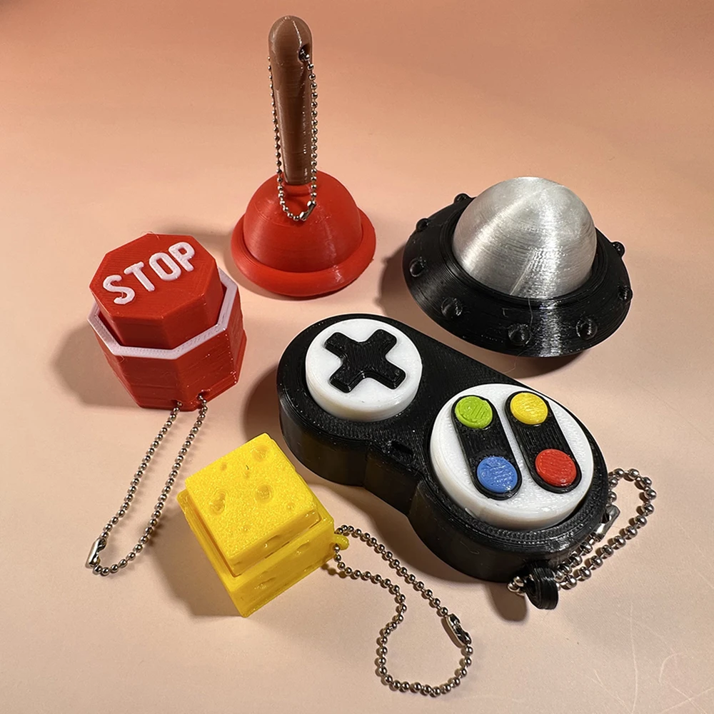 Calming Keychain Keys Finger Button Anti-stress Toys Pencil Game Controller UFO Funny Decompression Gifts for Children Adults image 3