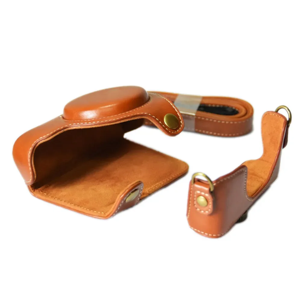 PU Leather Case Cover for RX100 Mark II III IV V M2 M3 M4 M5 M6 M7 with Screw Buttom Case Strap Shoulder Bag