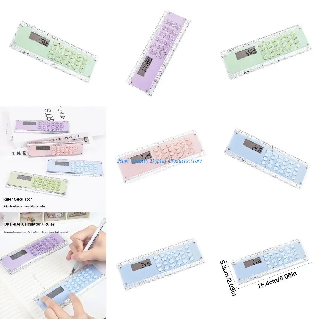 

U2JE 15cm Measuring Tool Integrated 8 Digit Calculator Double Side Marking